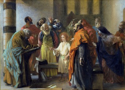 Twaalfjarige Jezus in de Tempel, 1851 door Adolph Menzel